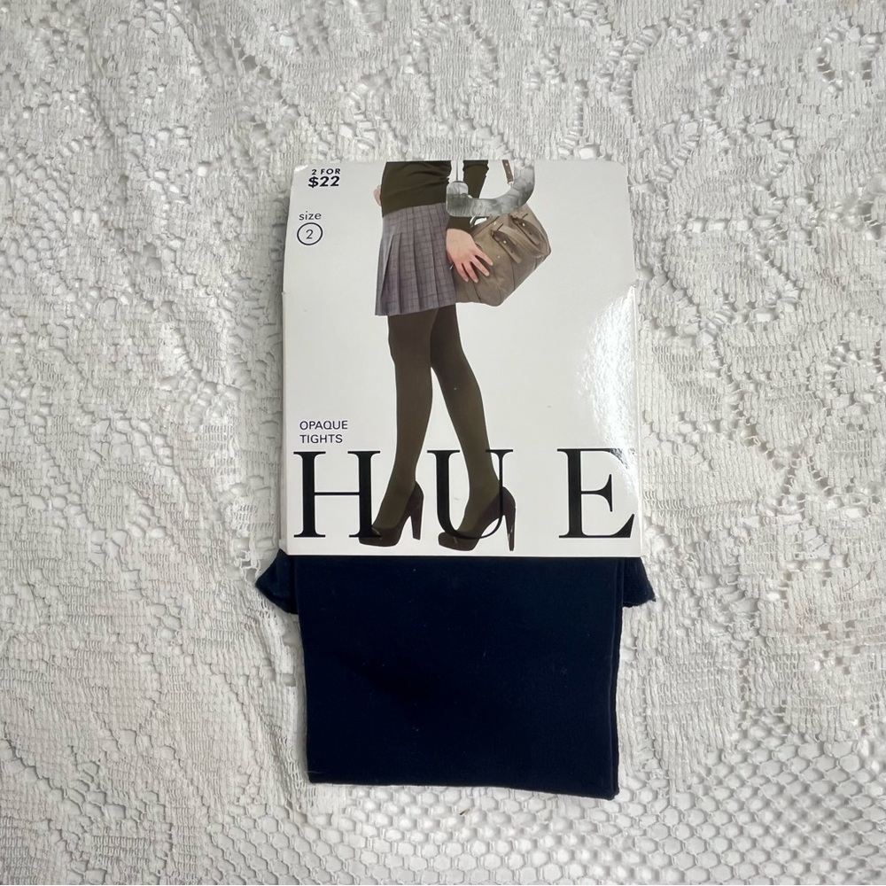 Hue Tights Opaque Navy Blue Size 2 NWT